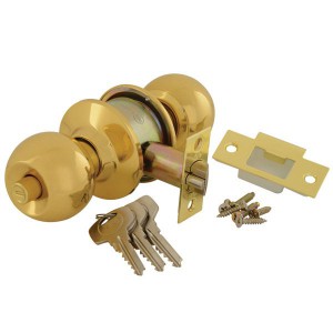 Yale 40CY3-5866-0201 Round Cylindrical Knobset - Polished Brass