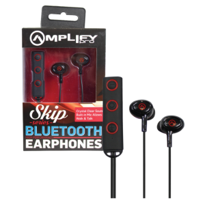 Amplify AMP-1000-BKRD Pro Skip Series Bluetooth Earphones - Black and Red
