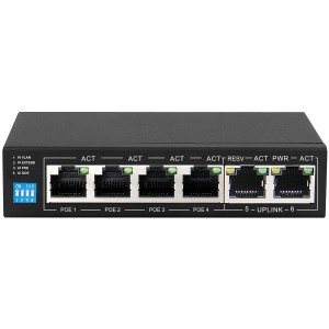 Scoop PoE Switch - 6 Fast Ethernet ports / 4 AI PoE+ / 2 Uplink