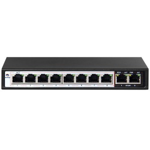 Scoop SPS-8F2F 10 Port Fast Ethernet Switch with 8 AI PoE Ports and 2 FE Uplink