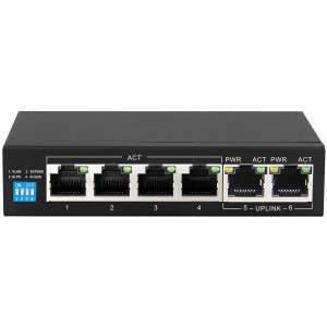 Scoop SPS-4G2G 6 Port Gigabit Ethernet Switch with 4 AI PoE and 2 Uplink Ports