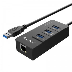 Orico HR01-U3-V1-BK-BP 3 Port USB3.0 Hub With Gigabit Ethernet Adapter