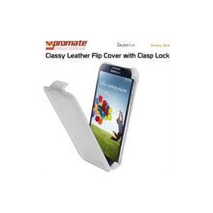 Promate 6959144000572 Alma-S4 Classy Leather Flip Cover with Clasp Lock for Samsung Galaxy S4-White