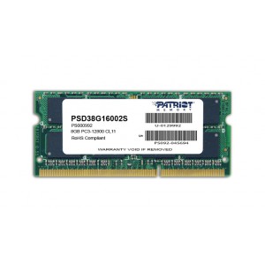 Patriot SL 8GB 1600MHz DDR3 SO Dimm DS Memory