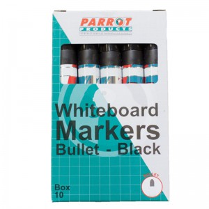 PARROT MARKER WHITEBOARD BULLET BOX 10 BLACK