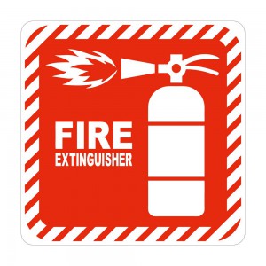 PARROT SIGN SYMBOLIC 150*150mm RED FIRE EXTINGUISHER ON WHITE ACP