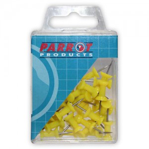 PARROT PUSH PINS CARDED PACK 30 YELLOW