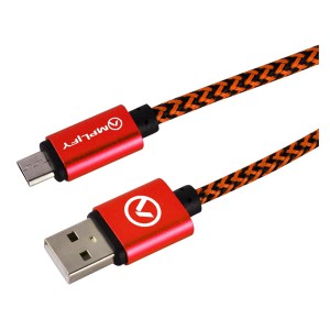 Amplify Pro Linked Series Micro USB Braided Cable – 2m – Black/Red