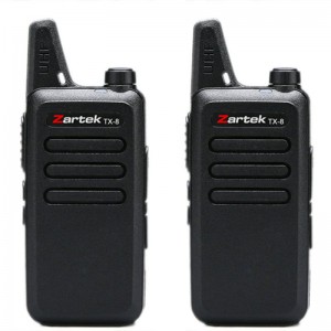 Zartek  TX-8 TWIN PACK two-way UHF handheld transceiver Radios with  2 Pin Side Jack Blister pack