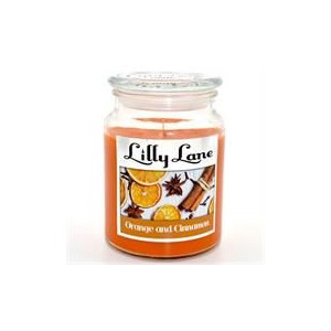Lilly Lane Orange and Cinnamon Scented Candle Large Lidded Mason Glass Jar â€“ Wax Capacity 510grams  Burn Time Up to 75 Hours  