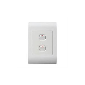 Lesco Pipelli 2 Lever 1 Way Flush Switch- Voltage: 220-240V  Amperage: 16A  Height: 100mm   Width: 50mm  Material: Polycarbonate
