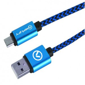 Amplify Pro Linked Series Micro USB Braided Cable – 2meter –  Black/Blue