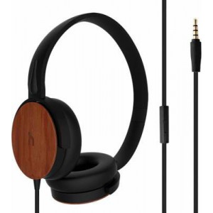 Hoomia Headphone with Mic - Black + Wood