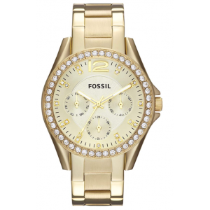 Fossil Women's Riley Quartz Stainless Steel Multifunction Glitz Watch - Gold