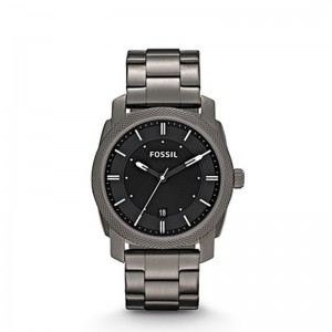 Fossil Men's Machine Smoke Stainless Steel and Leather - Grey