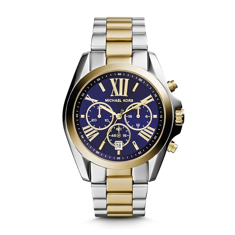 Michael Kors Men's Bradshaw Chronograph Stainless Steel Quartz Watch - Two  Tone Blue - GeeWiz