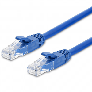 Acconet CAT6 UTP Flylead- 1 Meter- Straight- Stranded Cable- Moulded Boots and Plugs- Blue