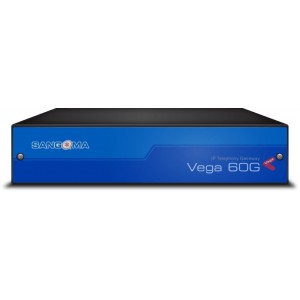 Sangoma - Vega 60 8 FXS analog gateway  connecting VoIP and PSTN networks and internet cabling.