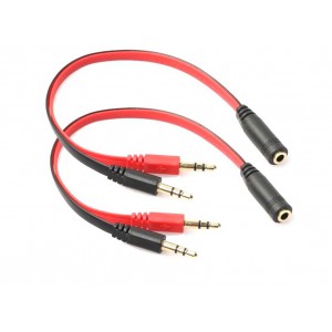 3.5mm Aux Audio Splitter 2M-F 2x Male to 1x Female (1 mic  1 headphone) - 2 pack