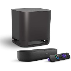 Roku Streambar 4K/HD/HDR Streaming Media Player &amp; Premium Audio All-in-One with Roku Voice Remote (2020 Release) + Roku Wireless Subwoofer
