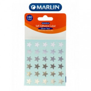 Marlin Self Adhesive Labels 180 Silver Stars-Single Pack