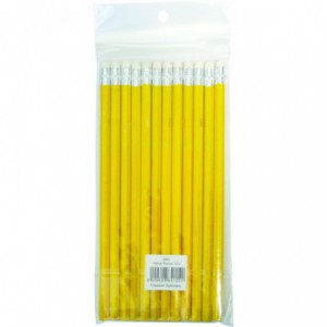 Brainware Yellow Barrel Rubber-Tipped Pencils ( Box of 12 )