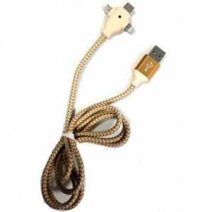 Geeko 3 in 1 Multiport USB Data and Charge Cable - Gold