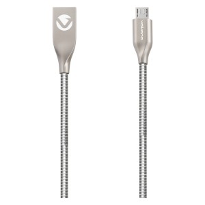 Volkano Iron Series Round Metallic Spring Micro USB Cable - 1.2m - Silver