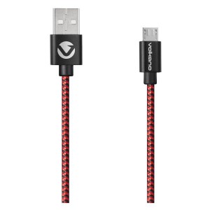 Volkano Braids Series Nylon Braided Micro USB Cable 1.2m - Black &amp; Red