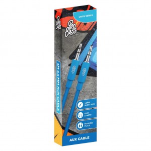 Pro Bass Unite Series- Boxed Auxiliary Cable - Blue - 1m