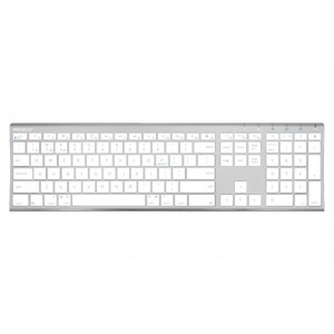 Macally Rechargeable Aluminum Quick Switch Bluetooth Keyboard for Three Devices