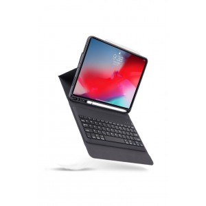 TUFF-LUV Bluetooth keyboard & stylus holder for iPad Pro 12.9 - Black (Designed for the iPad Pro 12.9 Inch 2018 only (not 2017)
