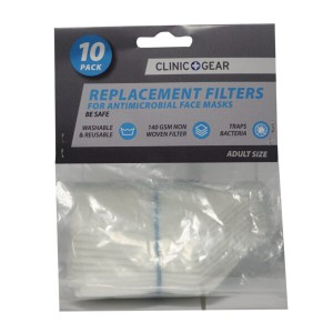 Clinic Gear Anti-Microbial Mask Filter 10pk - Adults
