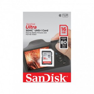 Sandisk Ultra 16GB SDHC Memory Card 80MB/s