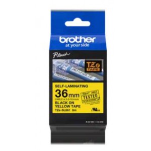 Brother TZe-SL661 Self-Laminating Black on Yellow Labelling Tape – 36mm Black on Yellow 8m