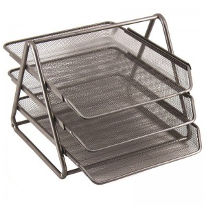 SDS M700S Wire Mesh Metal Desk Letter Tray Set - 3-Tier - Silver