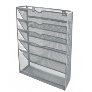 SDS M740 Wire Mesh Wall File Organizer Document Storage Compartments - Silver