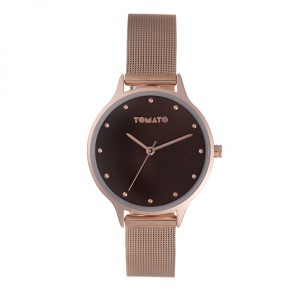 Tomato Rosegold Brown Dial Mesh 35mm Case