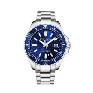 Stuhrling Original Men's Diver Silver Stainless Steel Bracelet Watch