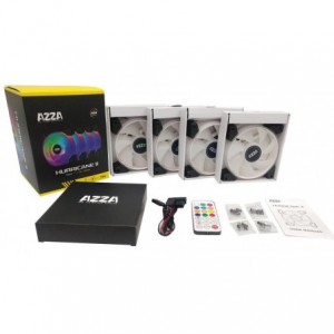Azza Huricane II LED RGB 120mm Fan 4-Pack with Remote