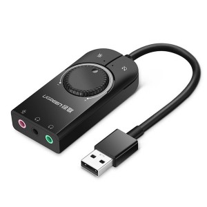 Ugreen USB 2.0 External Stereo Sound 15cm Adapter - Black