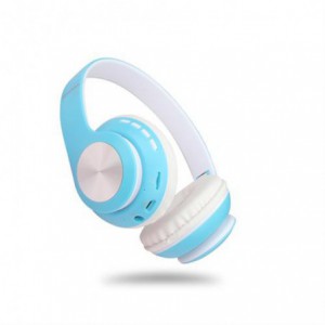 Geeko iPerfect Bluetooth Wireless On Ear Stereo Headphones - Blue and White