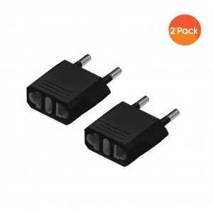 USA To European South African Power Plug Converter (2 Round-Pin Plug) - 2 pack