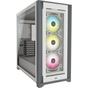 Corsair - iCUE 5000X RGB Tempered Glass Mid-Tower ATX PC Smart Case - White