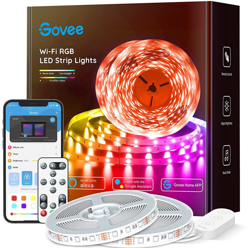 Govee RGB WiFi+Bluetooth Smart LED Strip Light - Alexa/Google Home enabled  - GeeWiz