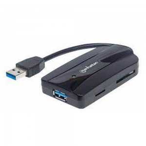 Manhattan 163590 SuperSpeed USB 3.0 Hub and Card Reader/Writer