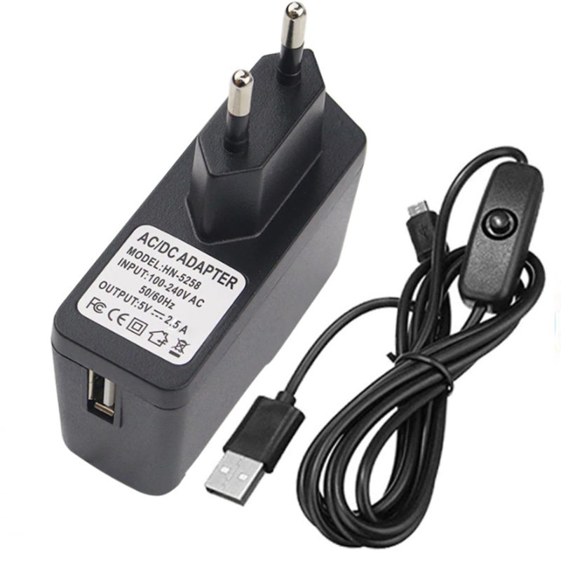 2.5A Micro USB Charger Power Supply and Cable for Raspberry Pi 3  Smartphones Cellphones - GeeWiz