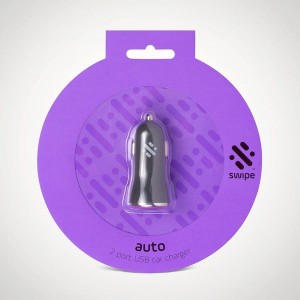 Swipe - Auto 2- Dual Port Charger - Purple