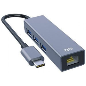 DM Type-C to 3-Port USB 2.0 Hub with 100mbps Ethernet Port