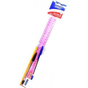 Marlin 6 Piece Writing Pack- 30cm Ruler - Pink